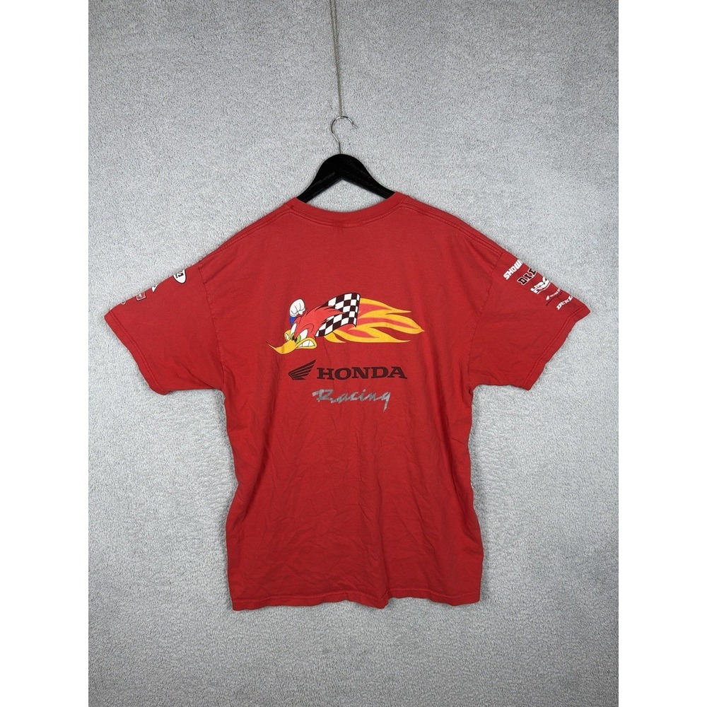 Vintage Y2K Honda Racing Joe Rocket Graphic T Shirt Woody Woodpecker Men's 2XL
